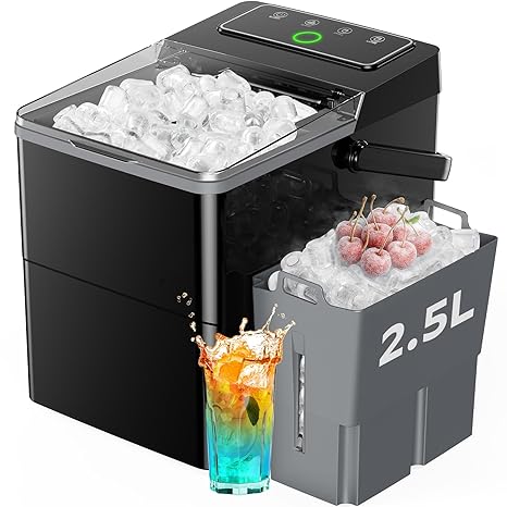 Silonn Boost Ice Maker with Innovative 2.5L Ice Basket & 1.8L Water Tank, 9 Bullet Ice Cubes in 6 Mins, Countertop Ice Maker with LED Touch Control, Self-Cleaning Ice Machine, 2 Ice Sizes